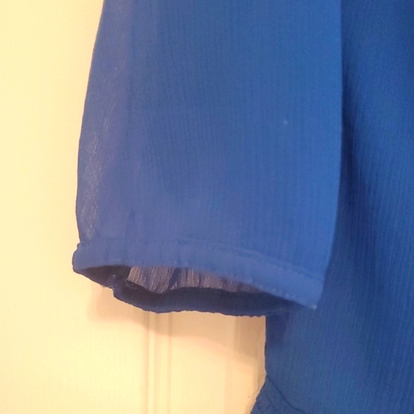 Royal Blue Sheer Ruffle Top - Picture 4 of 9